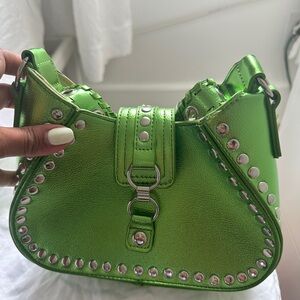 Green Metallic Small Bag with silver details